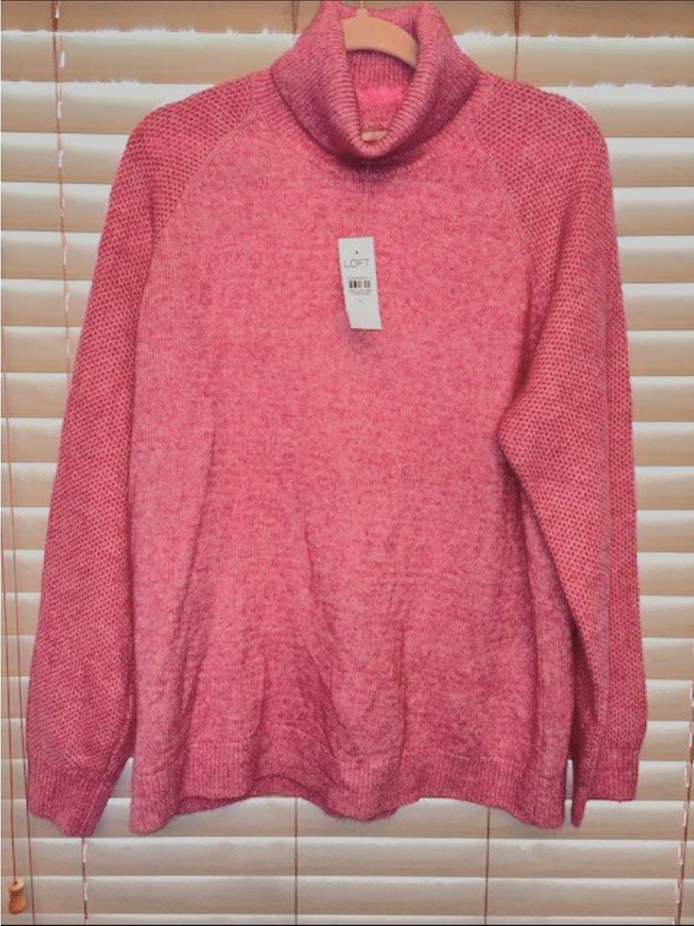 LOFT Heather Pink Turtleneck loose Sweater -Soft Cozy Knit for Women NWT SIZE-XL